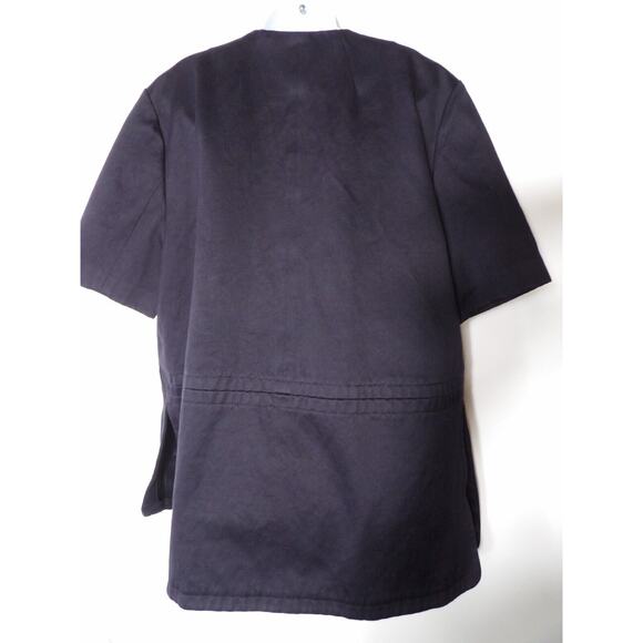 Club Monaco Large Trench Coat Jacket Duster Black Short Sleeve Collarless Posh - Picture 14 of 16